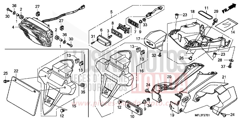 TAILLIGHT (CBR1000RRA,B/RAA,B) for CBR1000RR Fireblade GRAPHITE BLACK (NHB01BA) from 2011